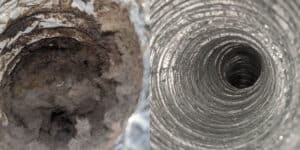 Before and after dryer vent cleaning by DUCTZ